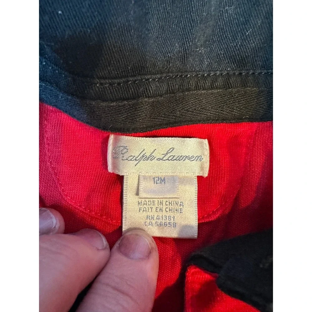 Ralph Lauren Rugby Coverall Kids 12M Red Big Pony Crest Long Sleeve Romper‎ Y2K